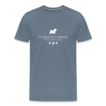 Männer Premium T-Shirt - Norwich Terrier - Keen dog, compact and strong... - Blaugrau