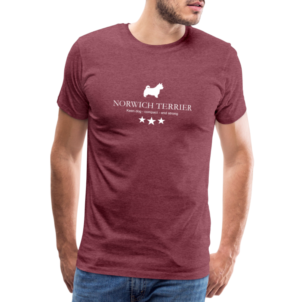 Männer Premium T-Shirt - Norwich Terrier - Keen dog, compact and strong... - Bordeauxrot meliert