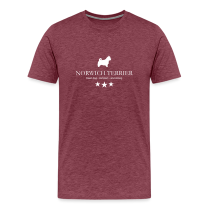 Männer Premium T-Shirt - Norwich Terrier - Keen dog, compact and strong... - Bordeauxrot meliert