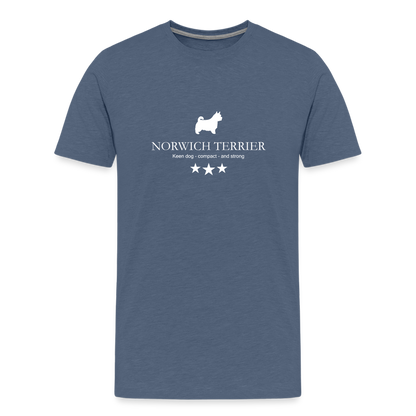 Männer Premium T-Shirt - Norwich Terrier - Keen dog, compact and strong... - Blau meliert