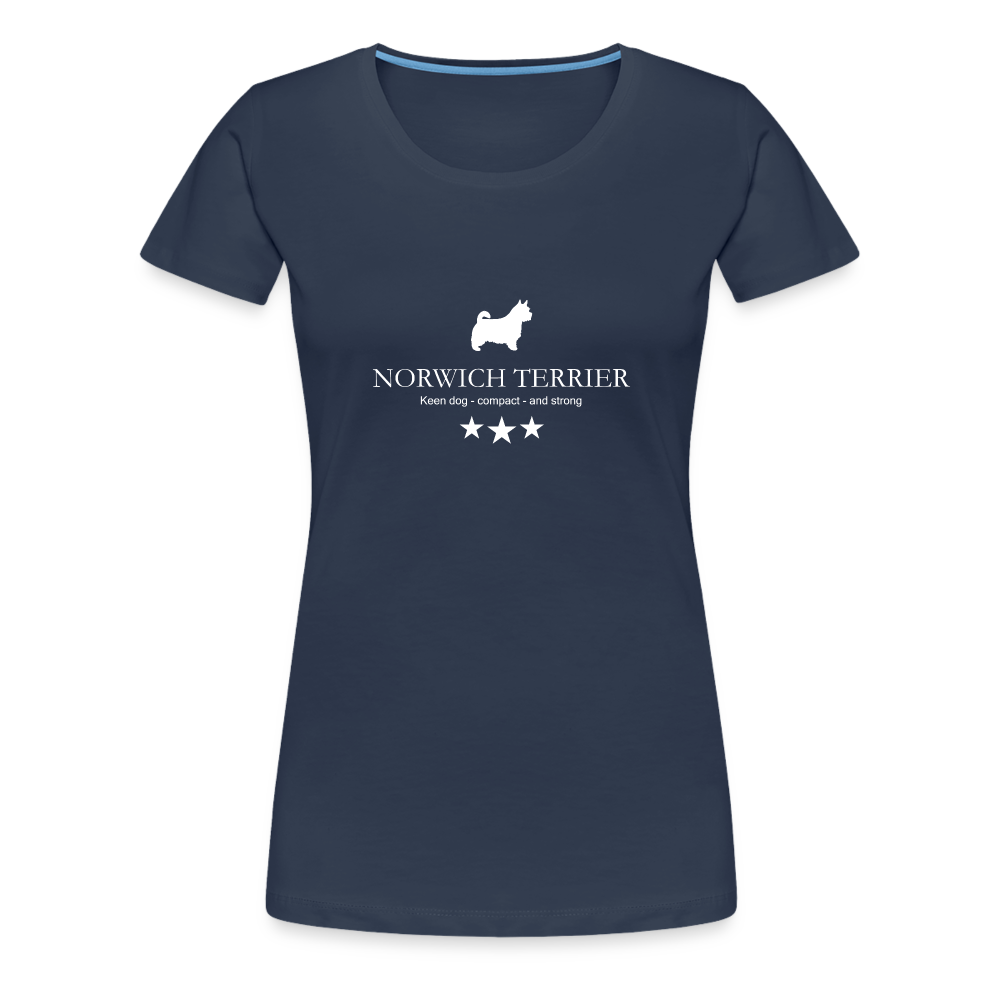 Women’s Premium T-Shirt - Norwich Terrier - Keen dog, compact and strong... - Navy