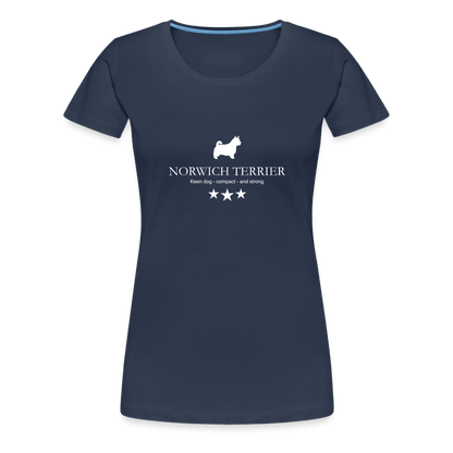 Women’s Premium T-Shirt - Norwich Terrier - Keen dog, compact and strong... - Navy