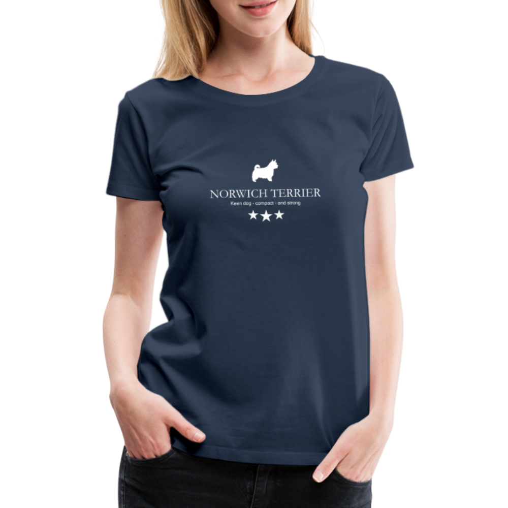 Women’s Premium T-Shirt - Norwich Terrier - Keen dog, compact and strong... - Navy