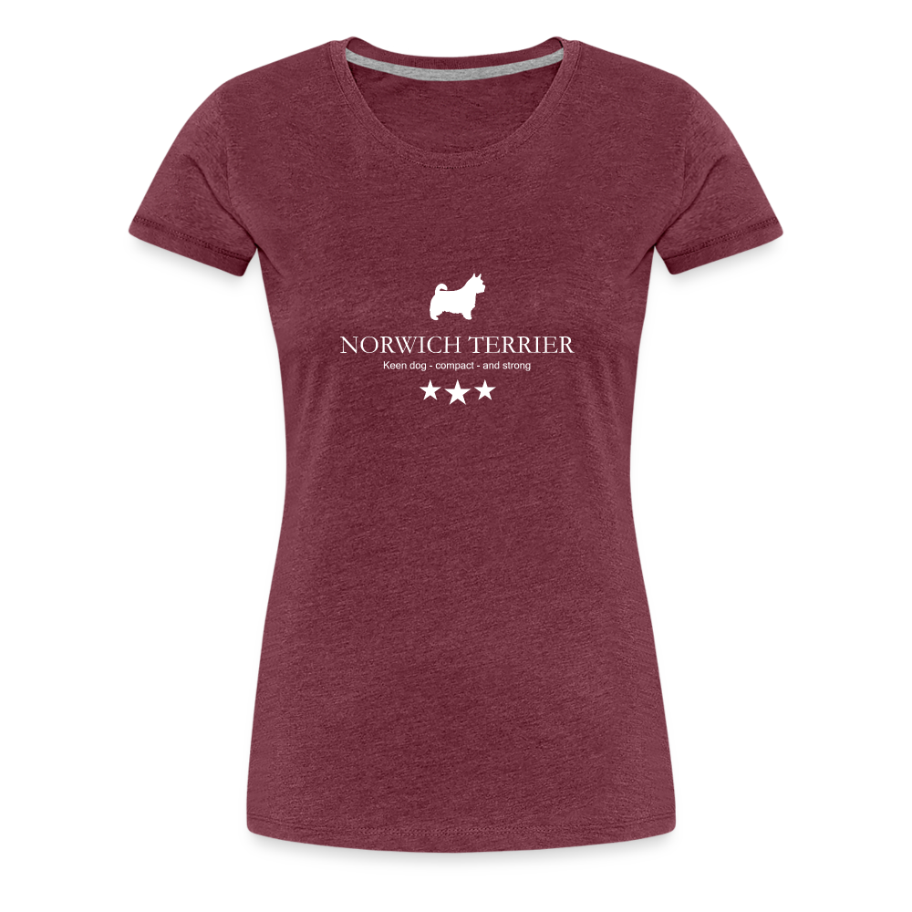 Women’s Premium T-Shirt - Norwich Terrier - Keen dog, compact and strong... - Bordeauxrot meliert