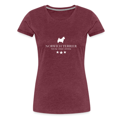 Women’s Premium T-Shirt - Norwich Terrier - Keen dog, compact and strong... - Bordeauxrot meliert