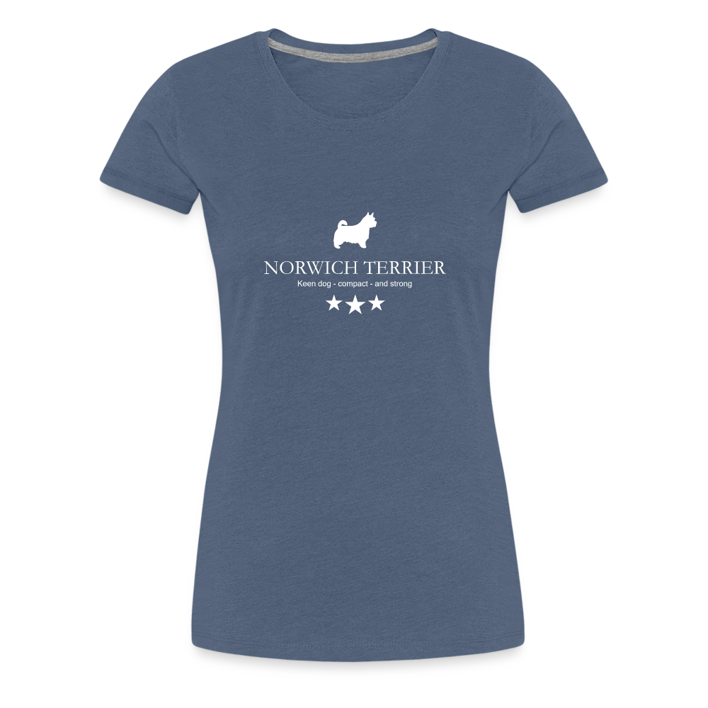 Women’s Premium T-Shirt - Norwich Terrier - Keen dog, compact and strong... - Blau meliert