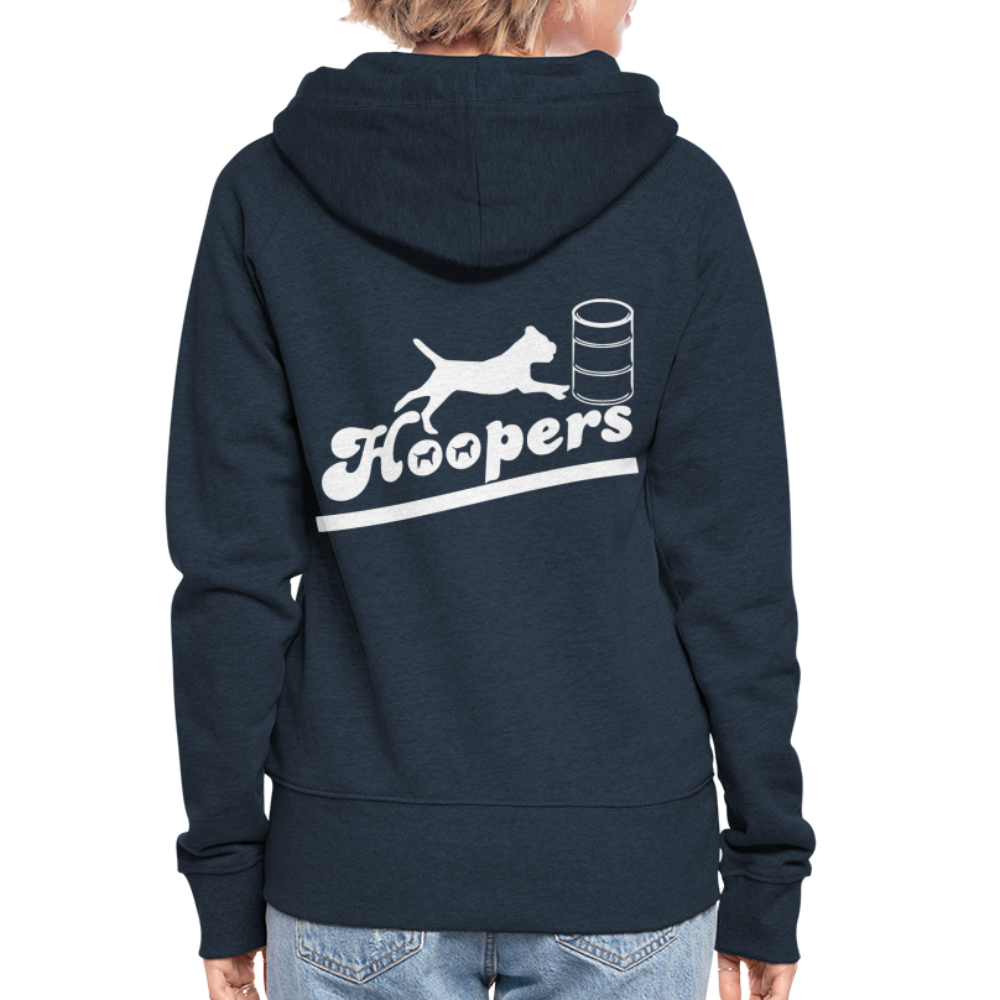 Frauen Premium Kapuzenjacke - Hoopers mit Border Terrier - Navy