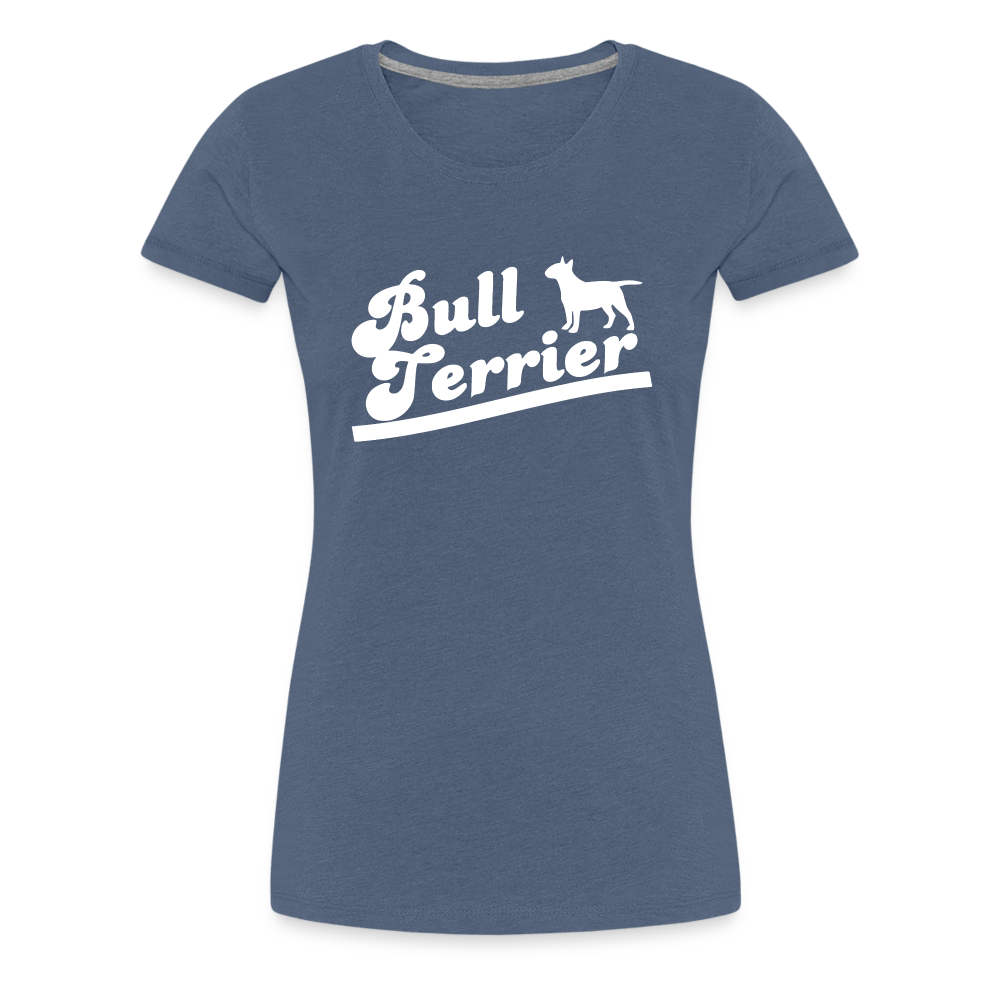 Women’s Premium T-Shirt - Bull Terrier-Schriftzug - Blau meliert