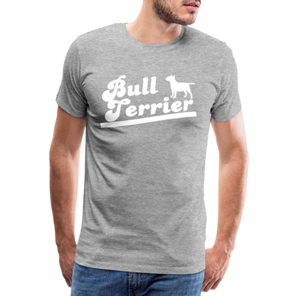 Männer Premium T-Shirt - Bull Terrier-Schriftzug - Grau meliert