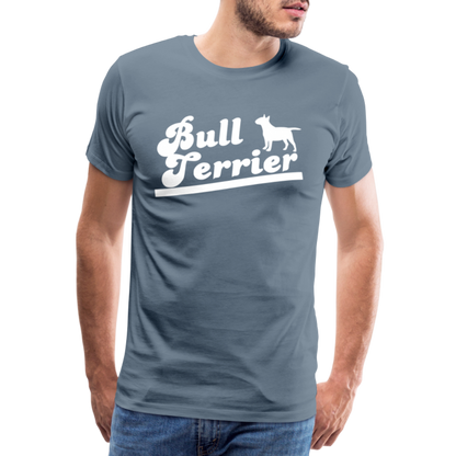 Männer Premium T-Shirt - Bull Terrier-Schriftzug - Blaugrau