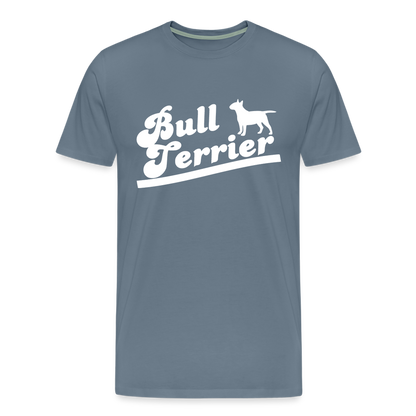 Männer Premium T-Shirt - Bull Terrier-Schriftzug - Blaugrau