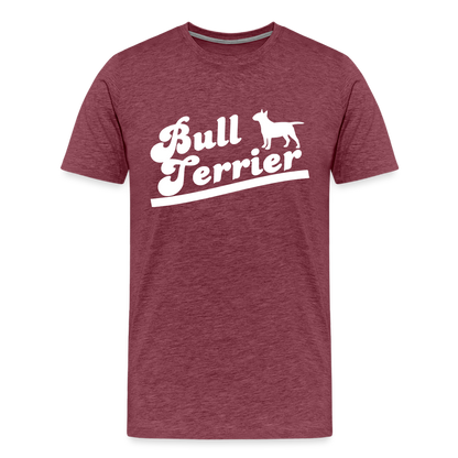 Männer Premium T-Shirt - Bull Terrier-Schriftzug - Bordeauxrot meliert