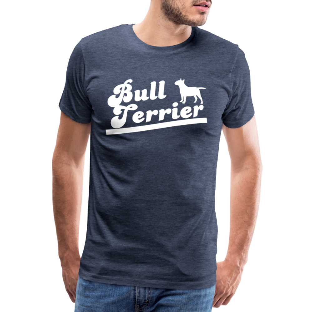 Männer Premium T-Shirt - Bull Terrier-Schriftzug - Blau meliert