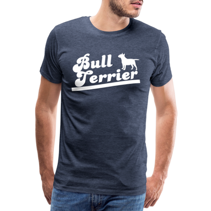 Männer Premium T-Shirt - Bull Terrier-Schriftzug - Blau meliert