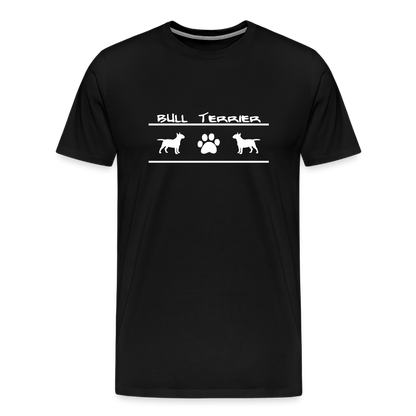 Männer Premium T-Shirt - Bull Terrier-Schriftzug und Pfote - Schwarz