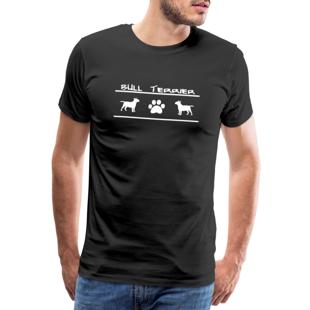 Männer Premium T-Shirt - Bull Terrier-Schriftzug und Pfote - Schwarz
