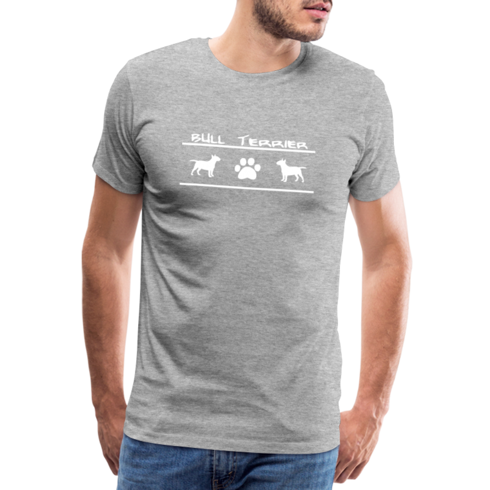 Männer Premium T-Shirt - Bull Terrier-Schriftzug und Pfote - Grau meliert