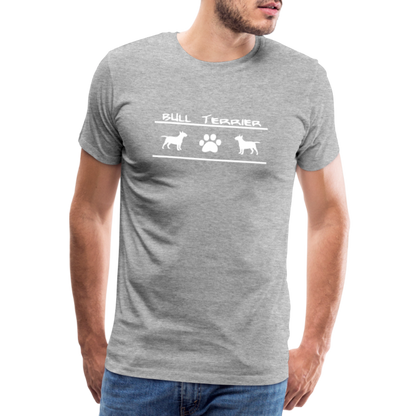 Männer Premium T-Shirt - Bull Terrier-Schriftzug und Pfote - Grau meliert