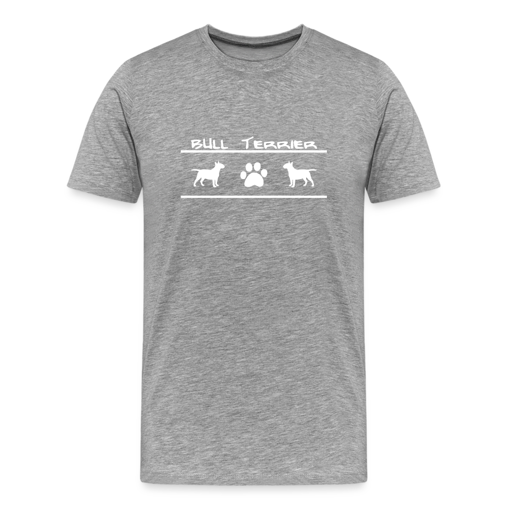 Männer Premium T-Shirt - Bull Terrier-Schriftzug und Pfote - Grau meliert