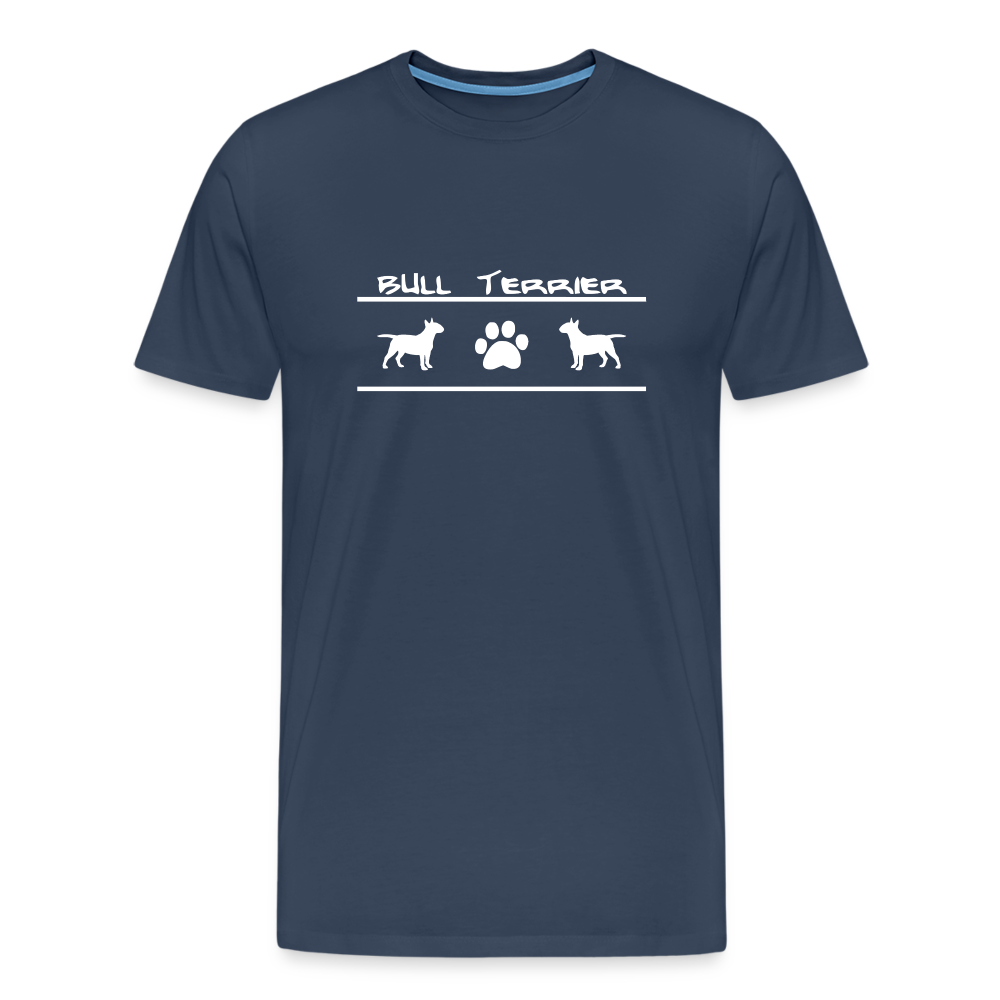 Männer Premium T-Shirt - Bull Terrier-Schriftzug und Pfote - Navy