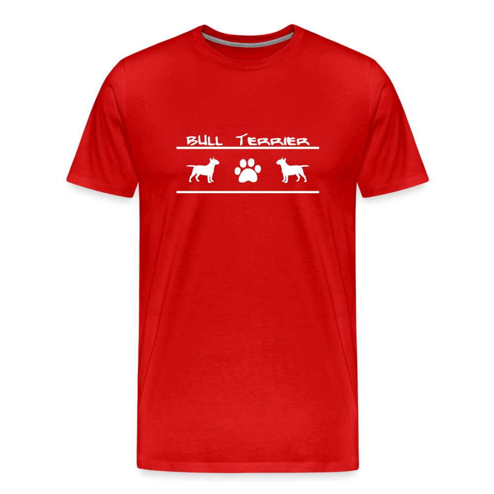 Männer Premium T-Shirt - Bull Terrier-Schriftzug und Pfote - Rot