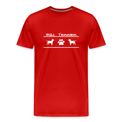 Männer Premium T-Shirt - Bull Terrier-Schriftzug und Pfote - Rot