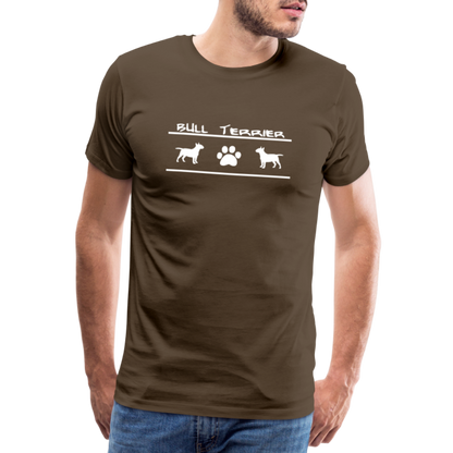 Männer Premium T-Shirt - Bull Terrier-Schriftzug und Pfote - Edelbraun