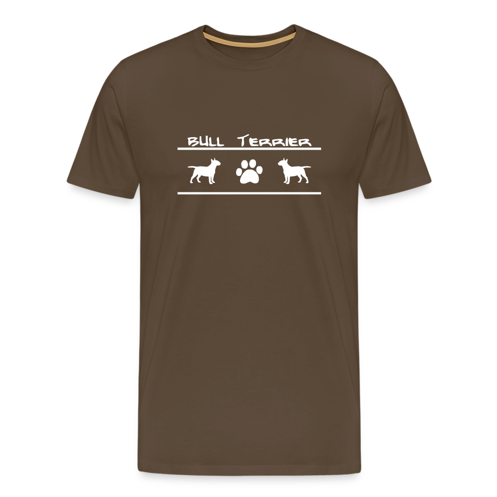 Männer Premium T-Shirt - Bull Terrier-Schriftzug und Pfote - Edelbraun