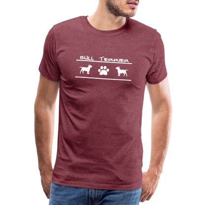 Männer Premium T-Shirt - Bull Terrier-Schriftzug und Pfote - Bordeauxrot meliert