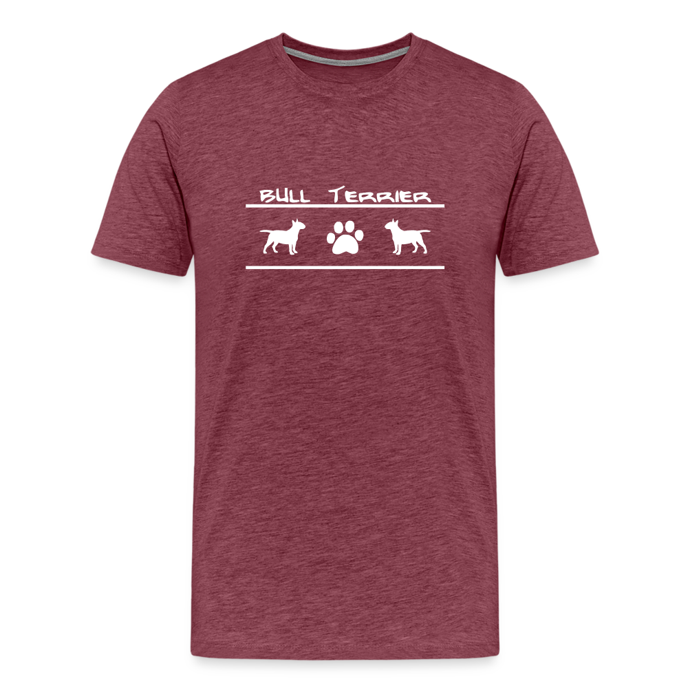 Männer Premium T-Shirt - Bull Terrier-Schriftzug und Pfote - Bordeauxrot meliert