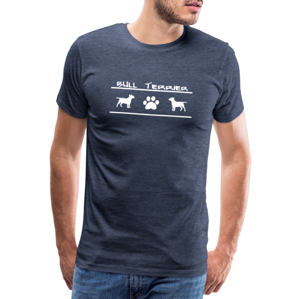 Männer Premium T-Shirt - Bull Terrier-Schriftzug und Pfote - Blau meliert