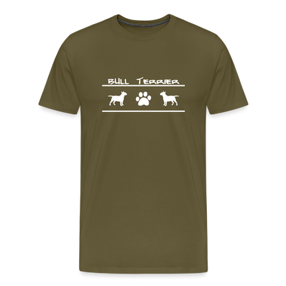 Männer Premium T-Shirt - Bull Terrier-Schriftzug und Pfote - Khaki