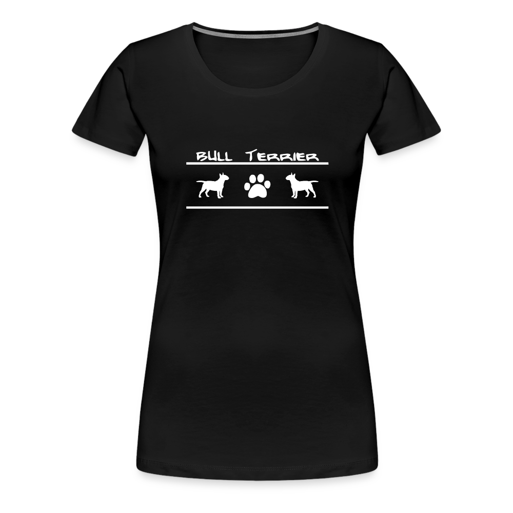 Women’s Premium T-Shirt - Bull Terrier-Schriftzug und Pfote - Schwarz