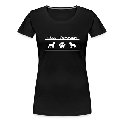 Women’s Premium T-Shirt - Bull Terrier-Schriftzug und Pfote - Schwarz