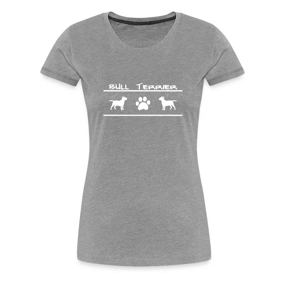 Women’s Premium T-Shirt - Bull Terrier-Schriftzug und Pfote - Grau meliert