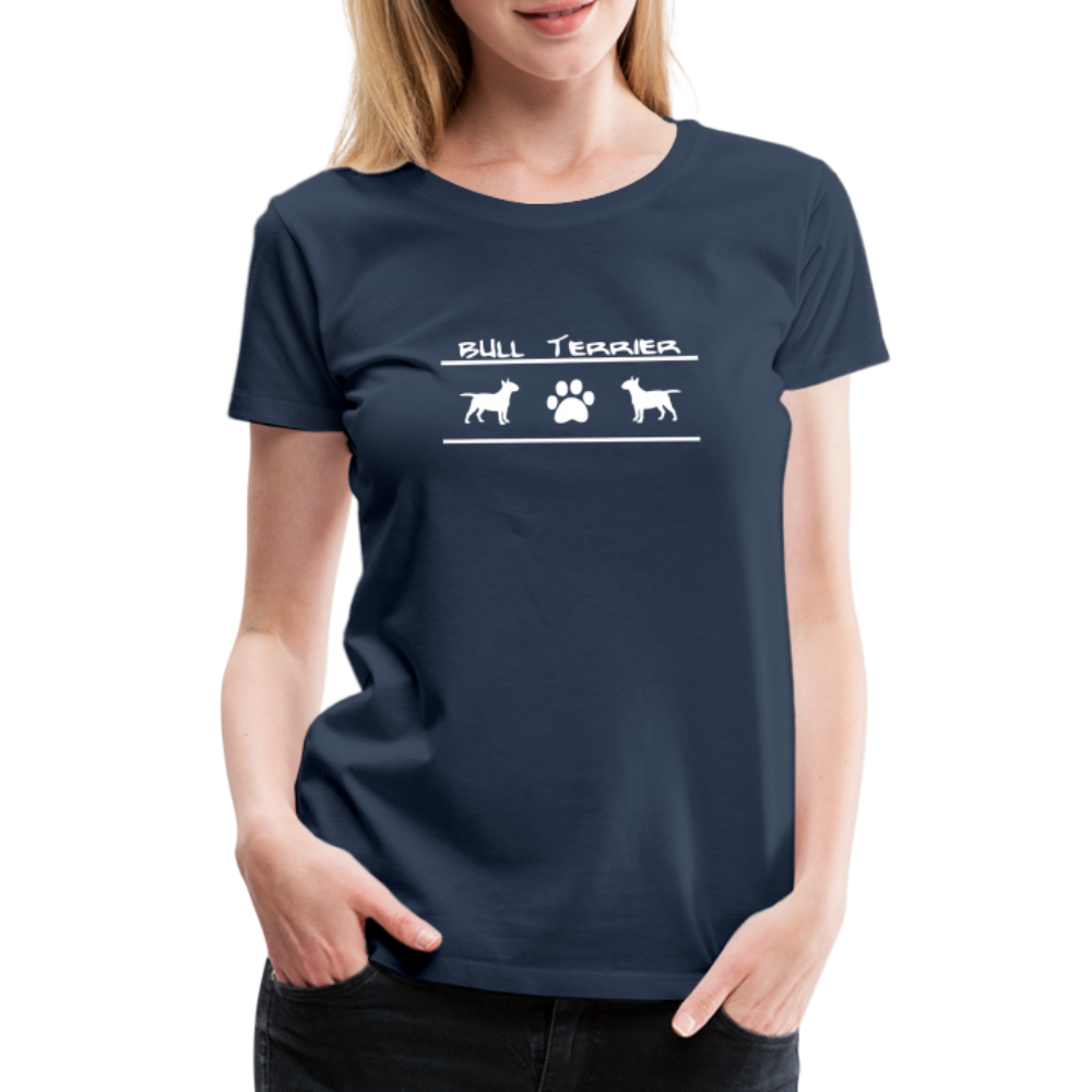 Women’s Premium T-Shirt - Bull Terrier-Schriftzug und Pfote - Navy