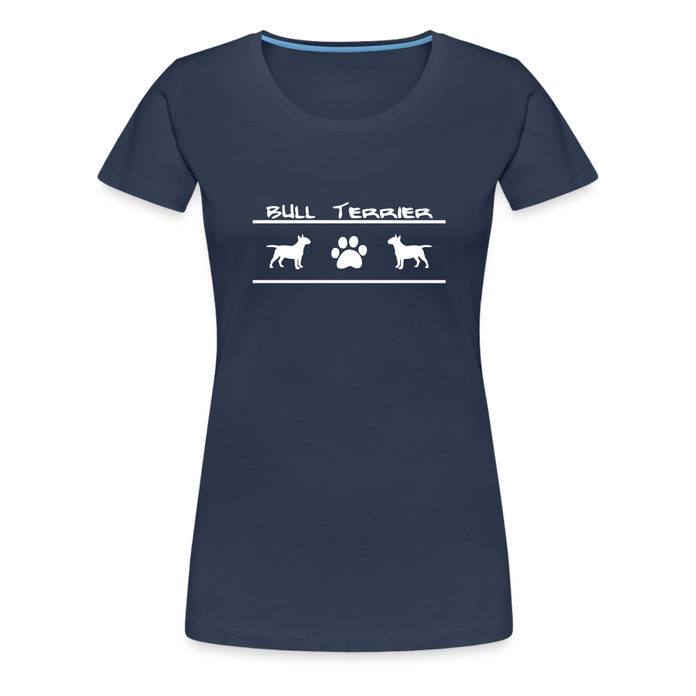 Women’s Premium T-Shirt - Bull Terrier-Schriftzug und Pfote - Navy