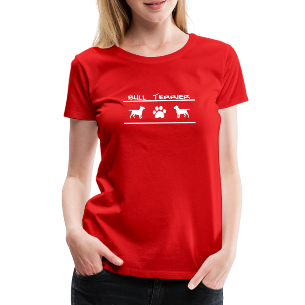 Women’s Premium T-Shirt - Bull Terrier-Schriftzug und Pfote - Rot