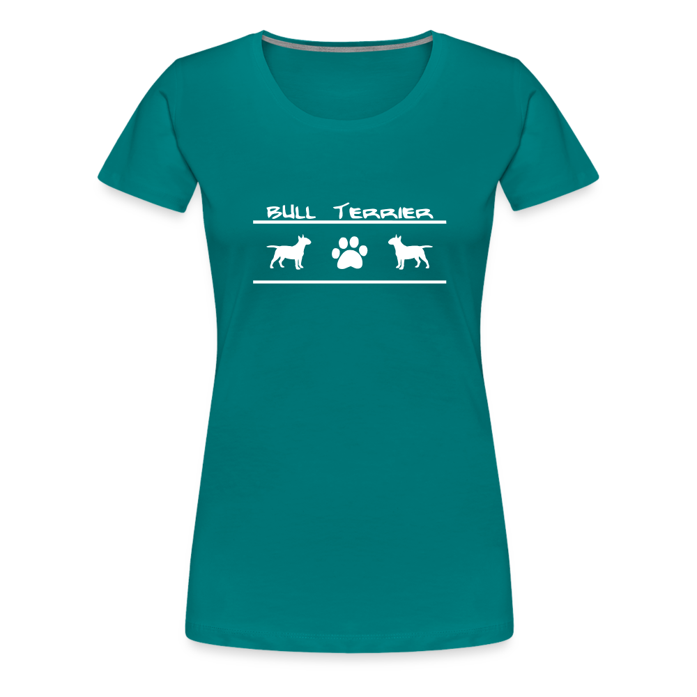 Women’s Premium T-Shirt - Bull Terrier-Schriftzug und Pfote - Divablau