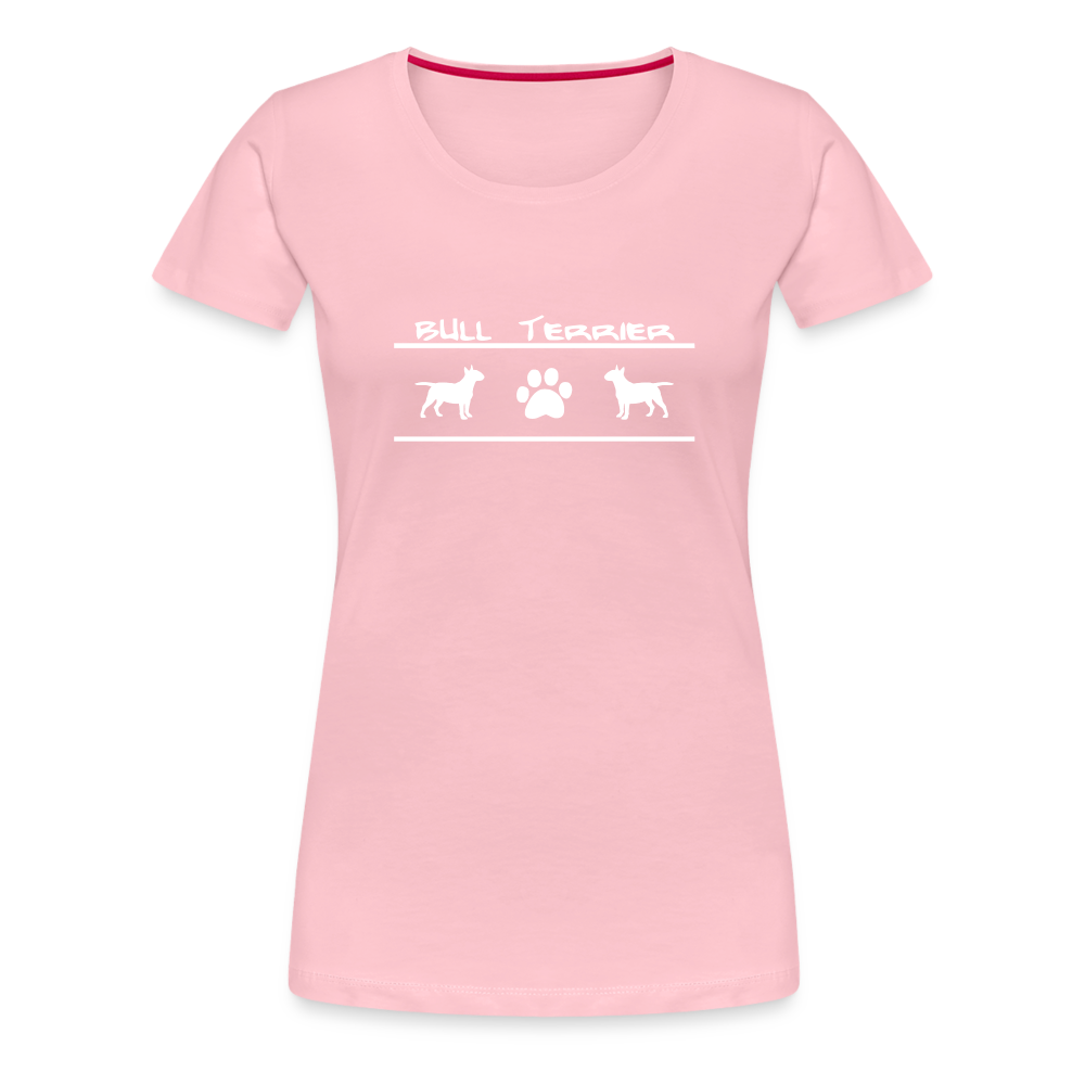 Women’s Premium T-Shirt - Bull Terrier-Schriftzug und Pfote - Hellrosa