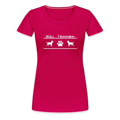 Women’s Premium T-Shirt - Bull Terrier-Schriftzug und Pfote - dunkles Pink
