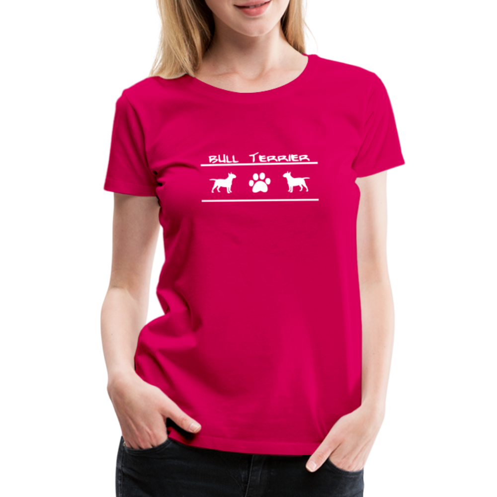 Women’s Premium T-Shirt - Bull Terrier-Schriftzug und Pfote - dunkles Pink