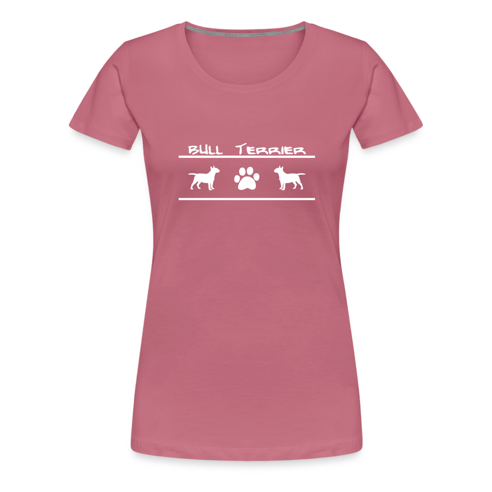 Women’s Premium T-Shirt - Bull Terrier-Schriftzug und Pfote - Malve