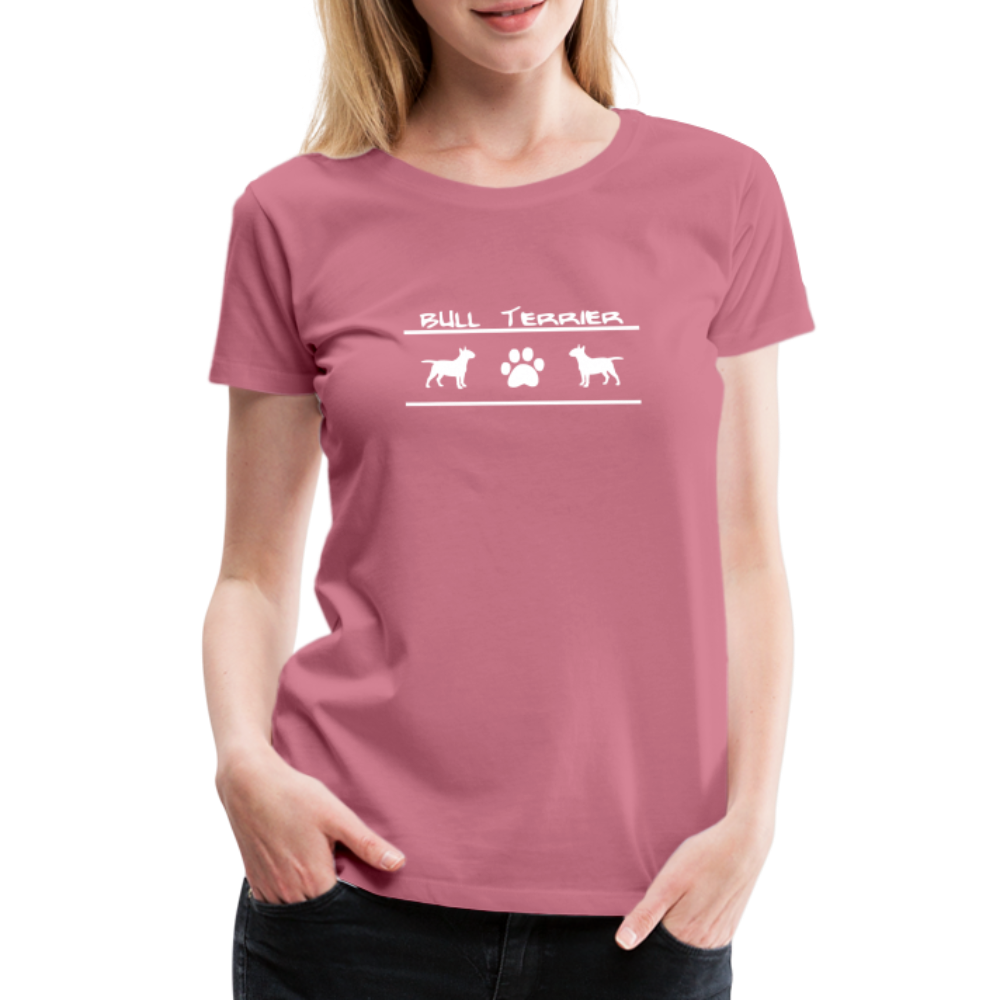 Women’s Premium T-Shirt - Bull Terrier-Schriftzug und Pfote - Malve