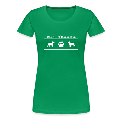 Women’s Premium T-Shirt - Bull Terrier-Schriftzug und Pfote - Kelly Green