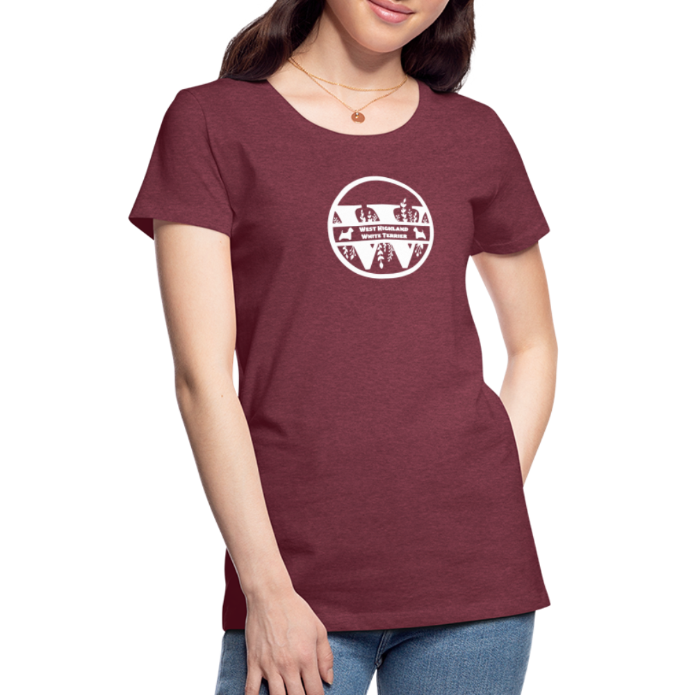 Women’s Premium T-Shirt - West Highland White Terrier - Monogramm - Bordeauxrot meliert