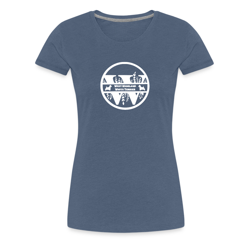 Women’s Premium T-Shirt - West Highland White Terrier - Monogramm - Blau meliert