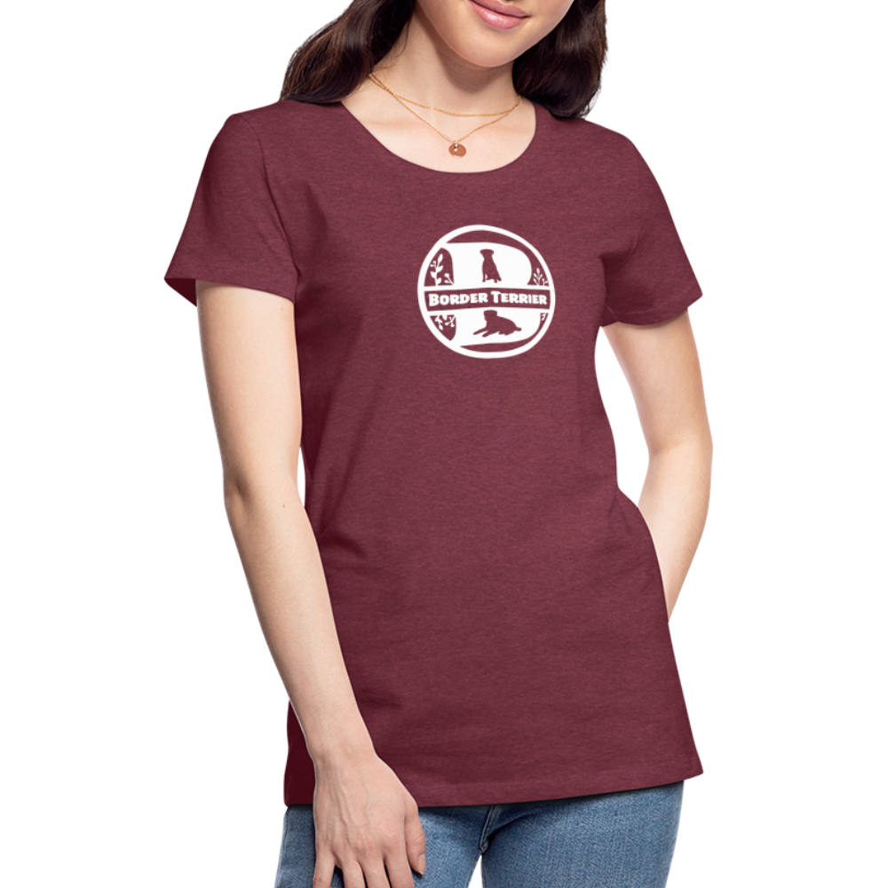 Women’s Premium T-Shirt - Border Terrier - Monogramm - Bordeauxrot meliert