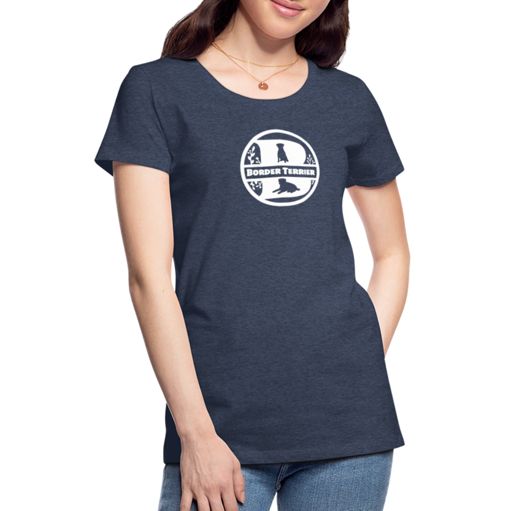 Women’s Premium T-Shirt - Border Terrier - Monogramm - Blau meliert