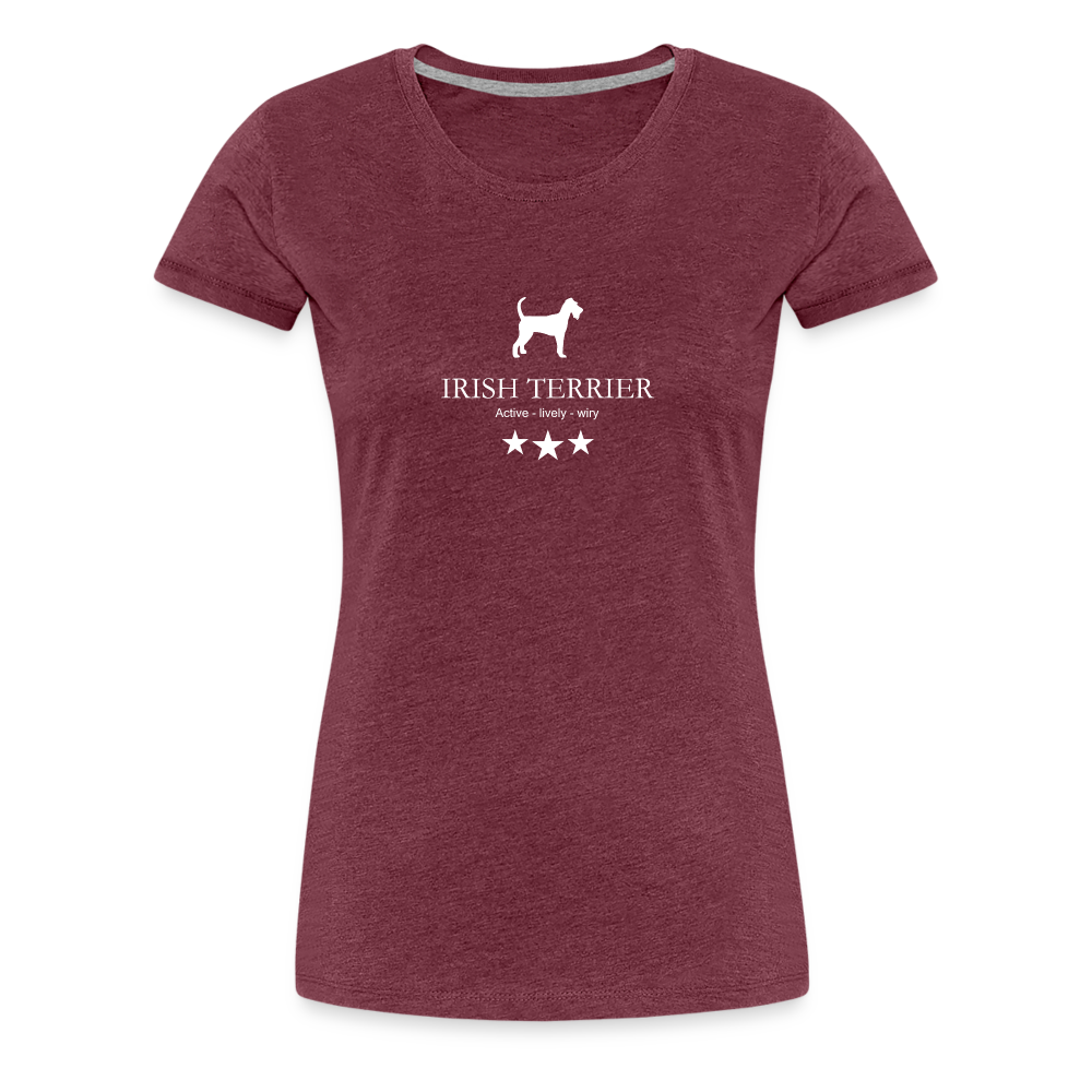 Women’s Premium T-Shirt - Irish Terrier - Active, lively, wiry... - Bordeauxrot meliert